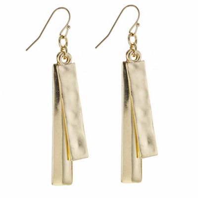 Designer gold double stick earring